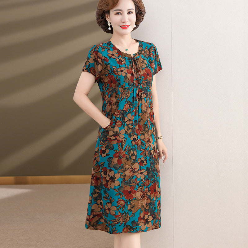 Damen Sommer Baumwoll-Seidenkleid