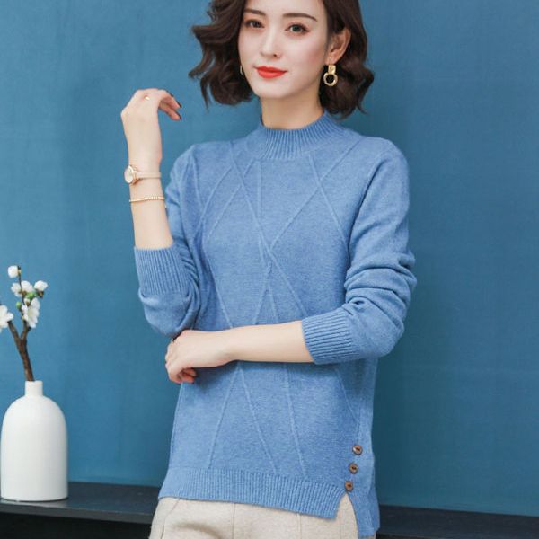 Kurzer Strickpullover mit Rollkragen und Schlitz – Ansicht 3