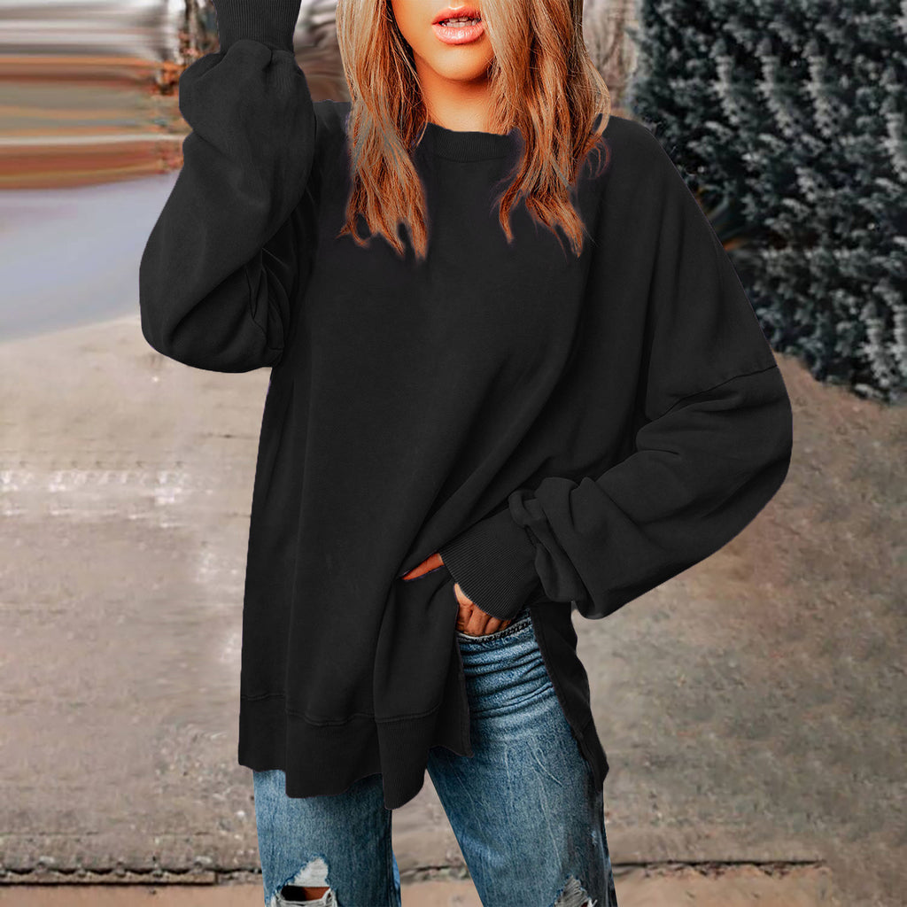 Unifarbener Pullover – vielseitiges Langarm-Shirt – Ansicht 6