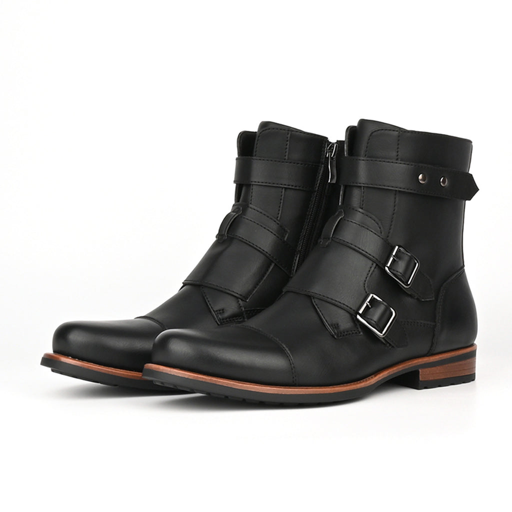 Vintage Denim Boots mit Metallschnalle