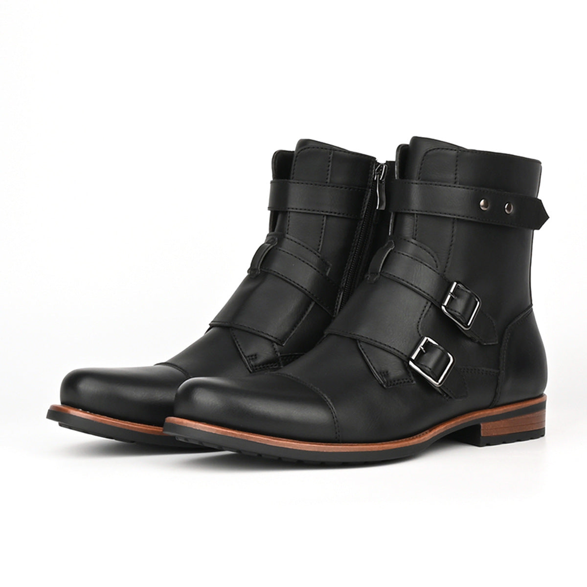 Vintage Denim Boots mit Metallschnalle
