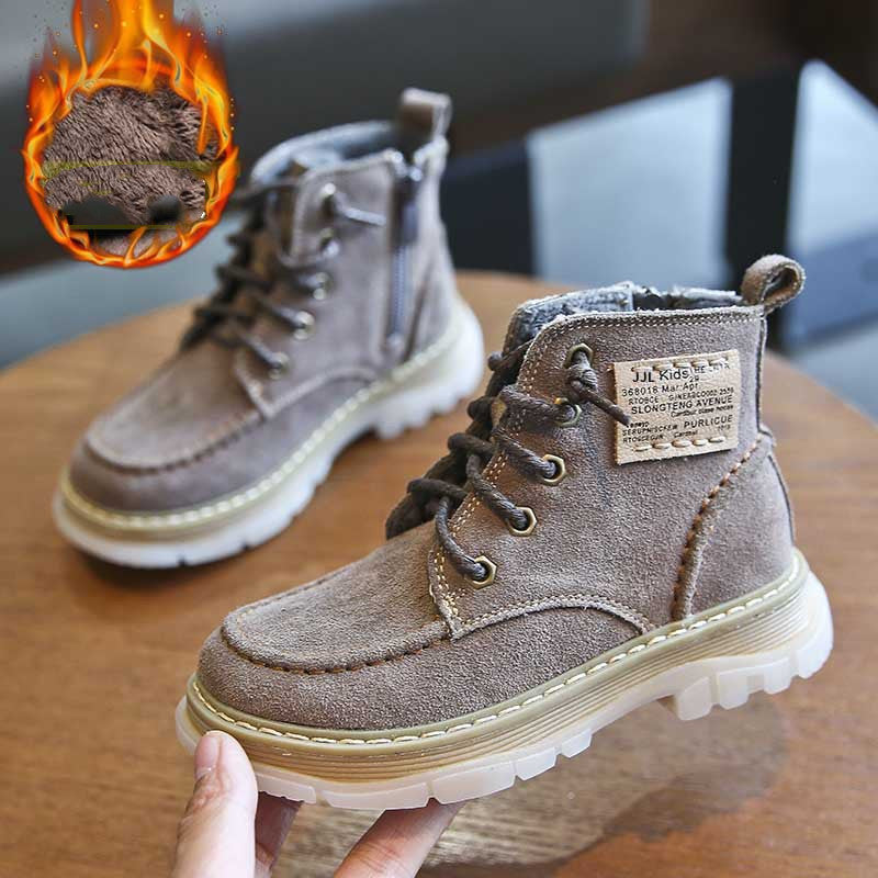 Kinder Martin Boots aus Leder und Samt