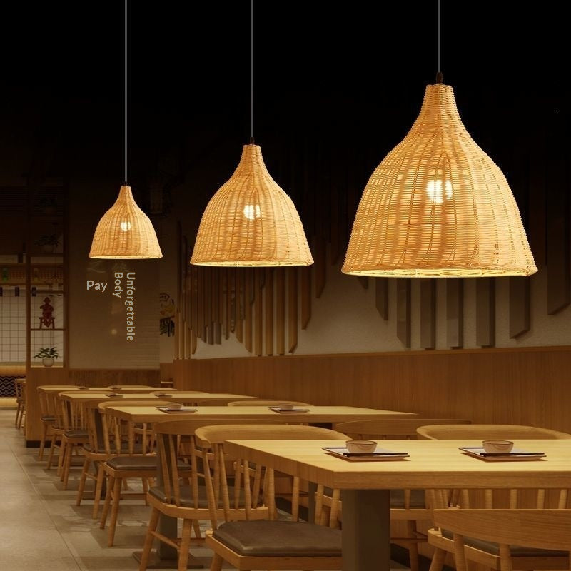 Bambusgewebte Pendelleuchte – Ideal für Restaurants & Teeläden