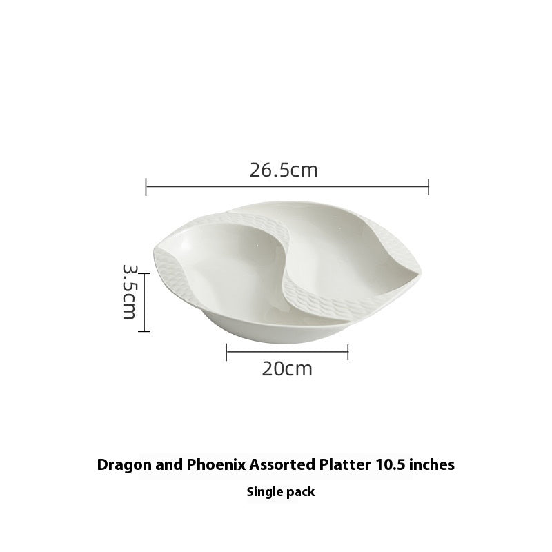 Porzellan Servierplatte «Drache & Phönix»