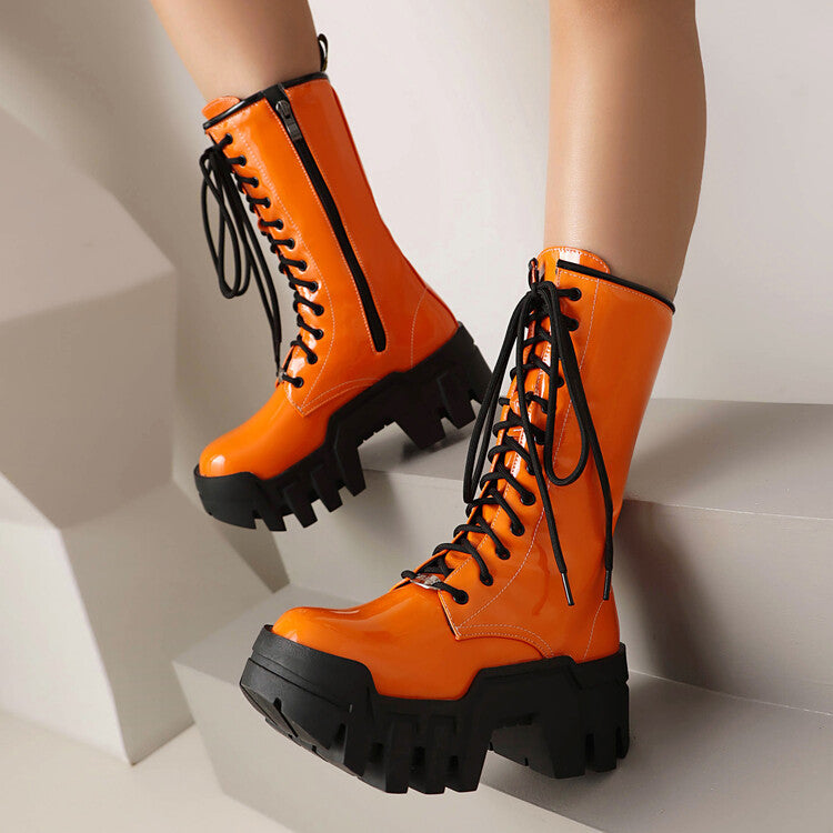 Chunky-Heel Boots mit Seitenreissverschluss