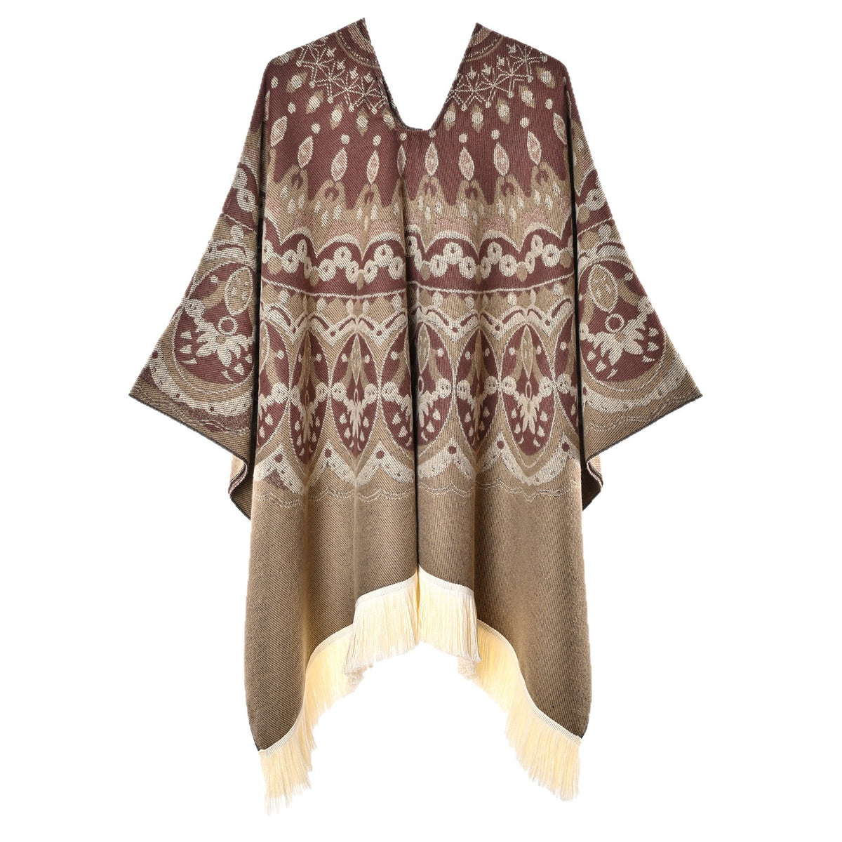Boho-Schal mit Quasten und Jacquardmuster – Bild 6 | LuxeStyle