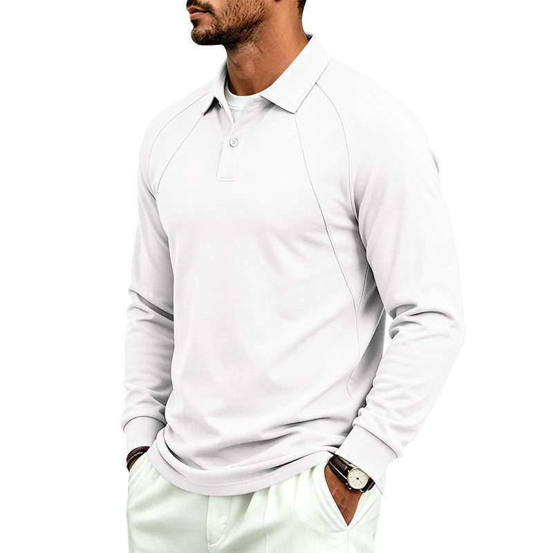 Herren Langarm-Polo-Shirt mit Knopfleiste