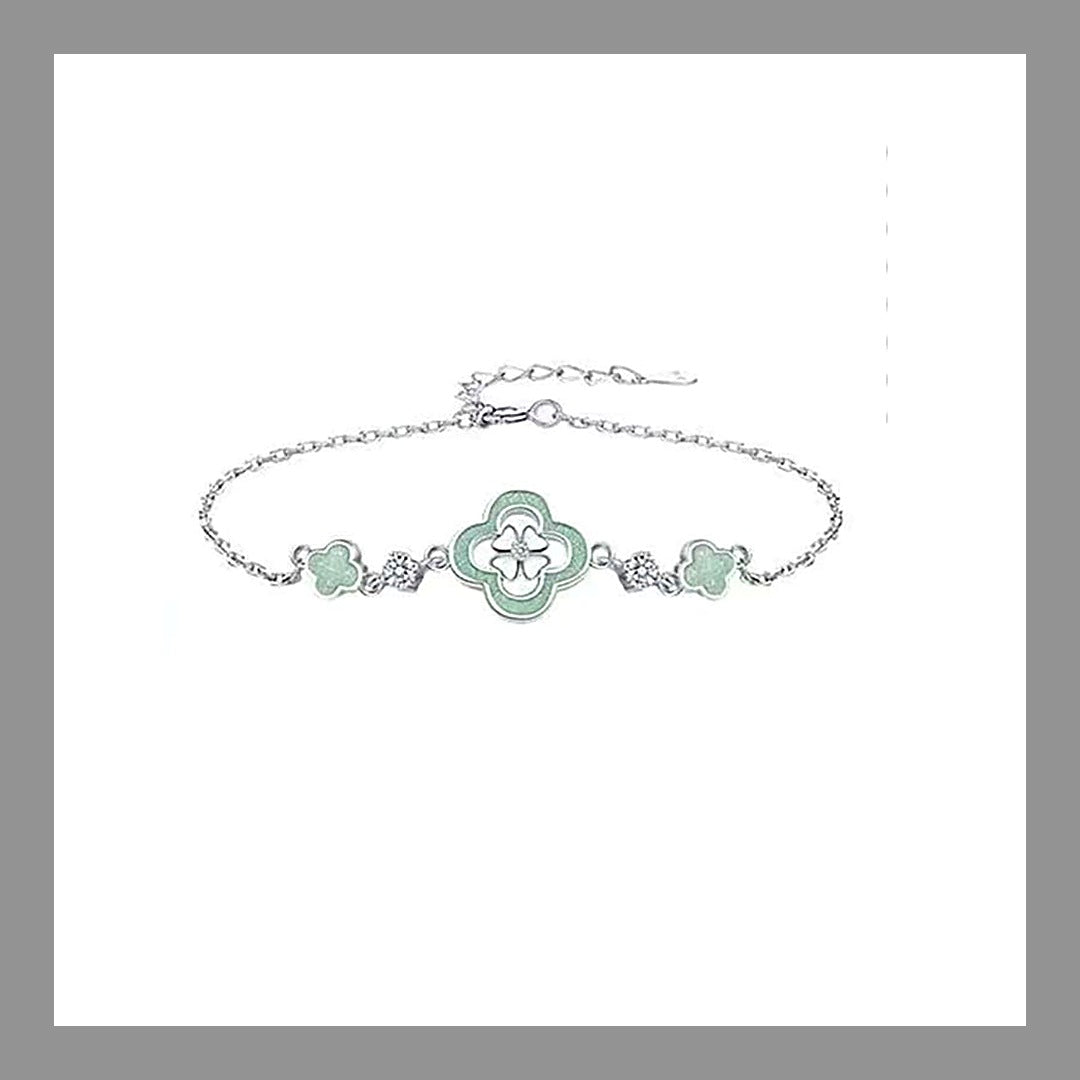 LuxeStyle-Edit · 999 Silber-Armband «Trèfle» – Kleeblatt mit Zirkonia