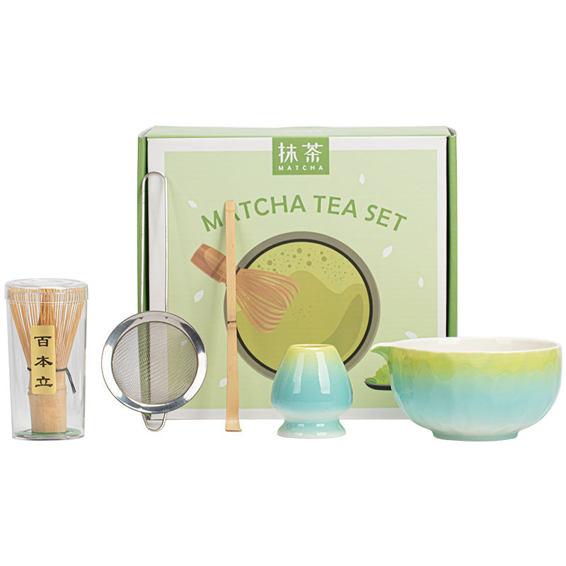 Matcha Schale mit Zubehör, Hammerschlagmuster