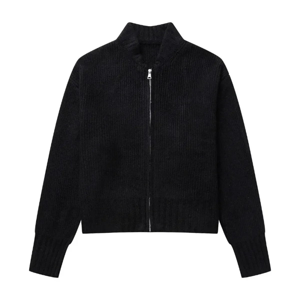 Damen Strickpullover mit Rundhals und Reissverschluss