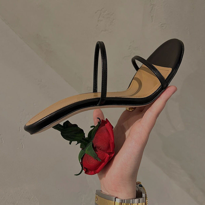 Schwarze Mikrofaser Sandalen mit Stiletto Absatz – Bild 5 | LuxeStyle