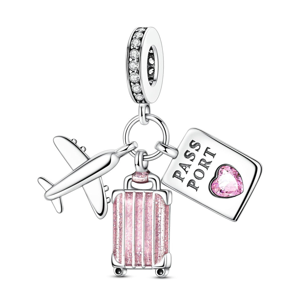 Reise-Charm-Anhänger (Flugzeug, Koffer, Kamera)