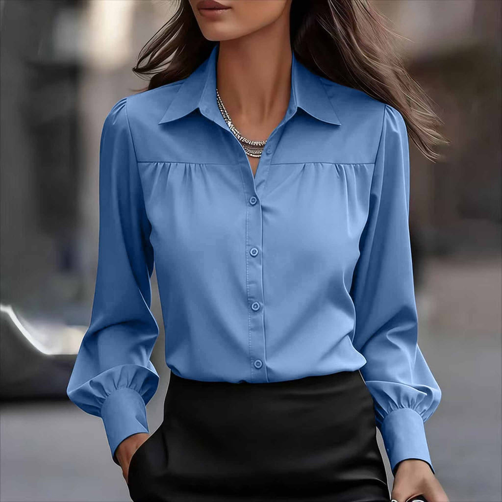 Elegante Langarm-Bluse mit Laternenärmeln – Bild 3 | LuxeStyle