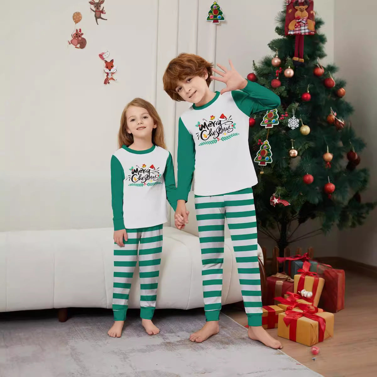 Weihnachts-Partnerlook Blau-Weiss Gestreift