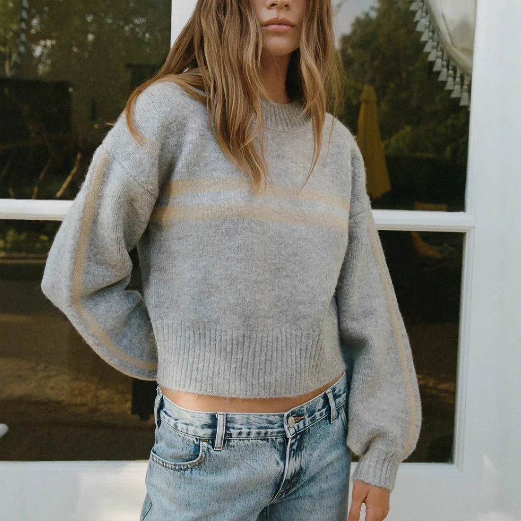 Gestreifter Retro-Pullover mit Rundhals – Ansicht 3