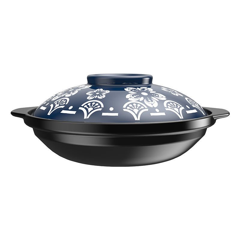 Keramik-Topf mit Blumenmuster-Deckel