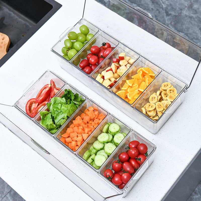 Transparenter Doppel-Salat-Container mit Deckel