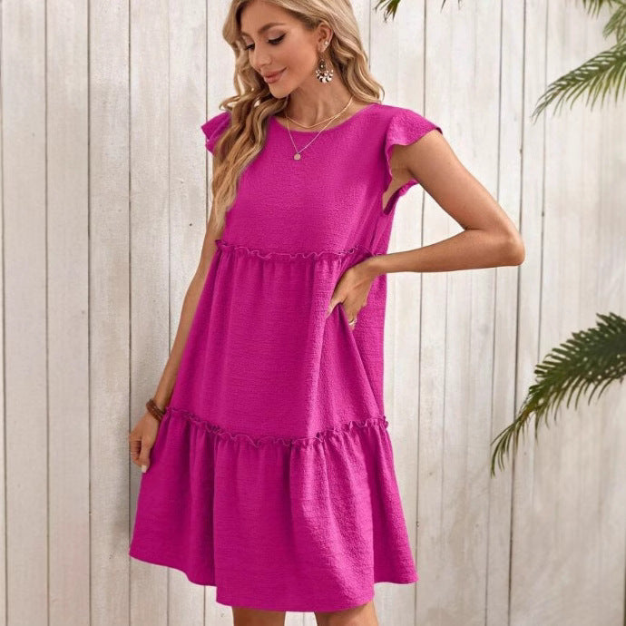 Ärmelloses Midikleid mit Rundhals und Rüschensaum – Bild 3 | LuxeStyle