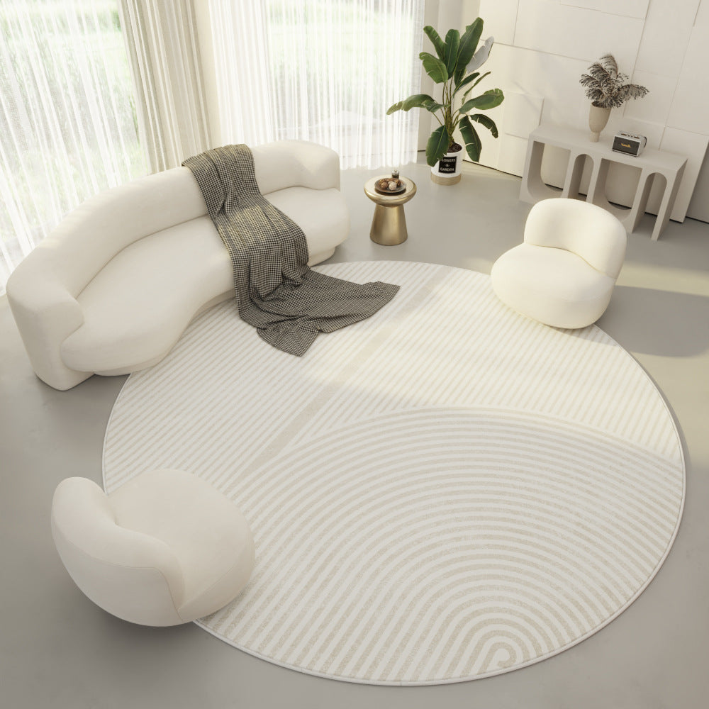 Runder Teppich Ring Samt Modern Creme
