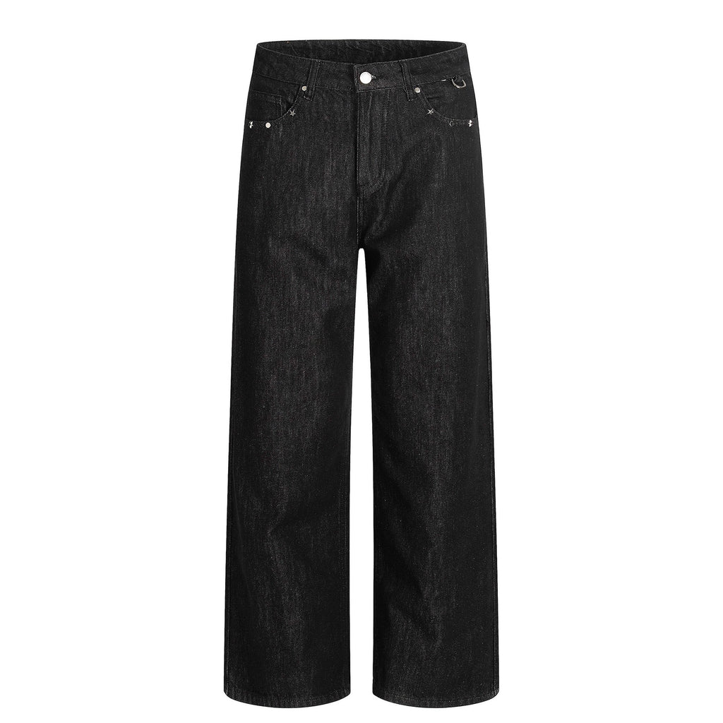 Relaxed Straight-Leg Jeans mit Nieten und Sternen