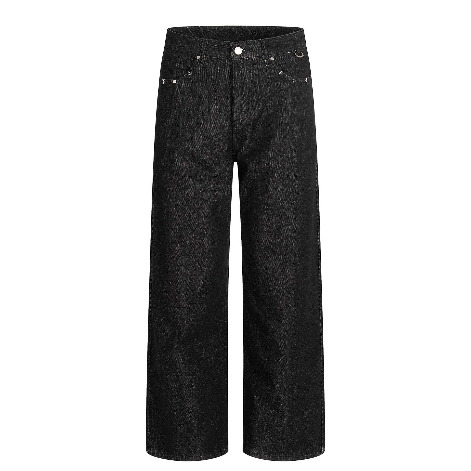 Relaxed Straight-Leg Jeans mit Nieten und Sternen