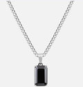 Geometrischer Titanium-Stahl-Halsketten-Anhänger mit schwarzem Zircon