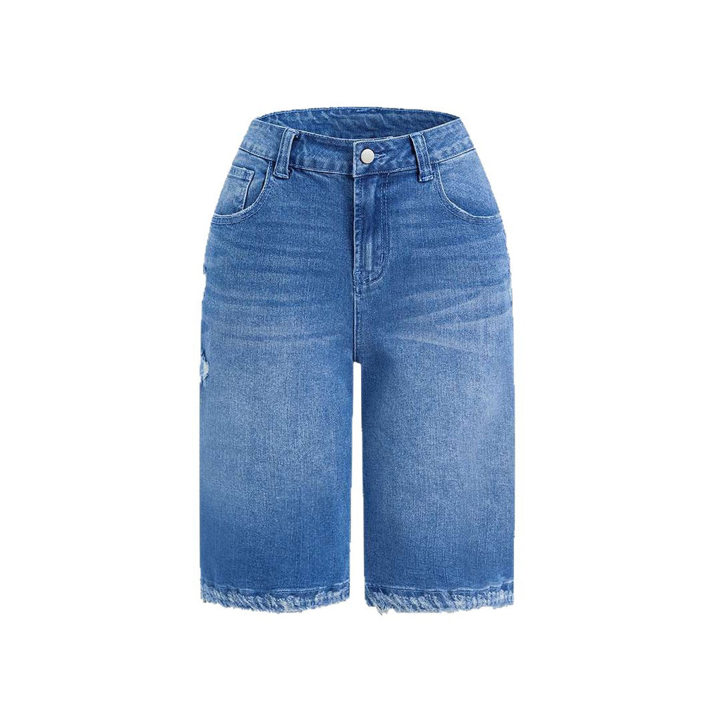 Gezackte Denim-Shorts