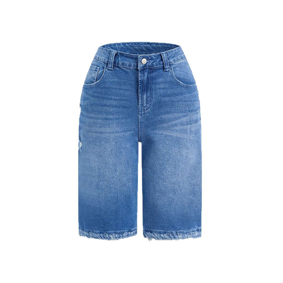Gezackte Denim-Shorts