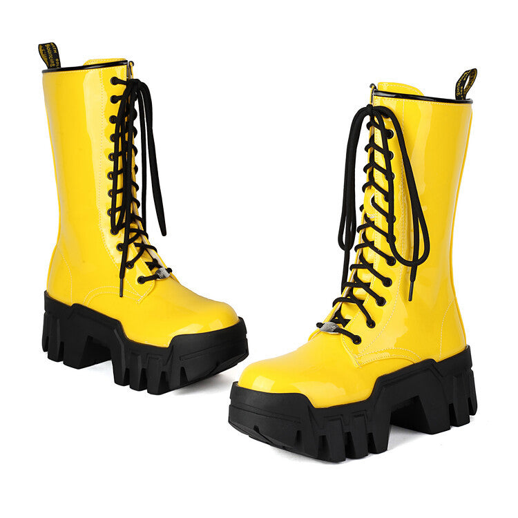 Chunky-Heel Boots mit Seitenreissverschluss