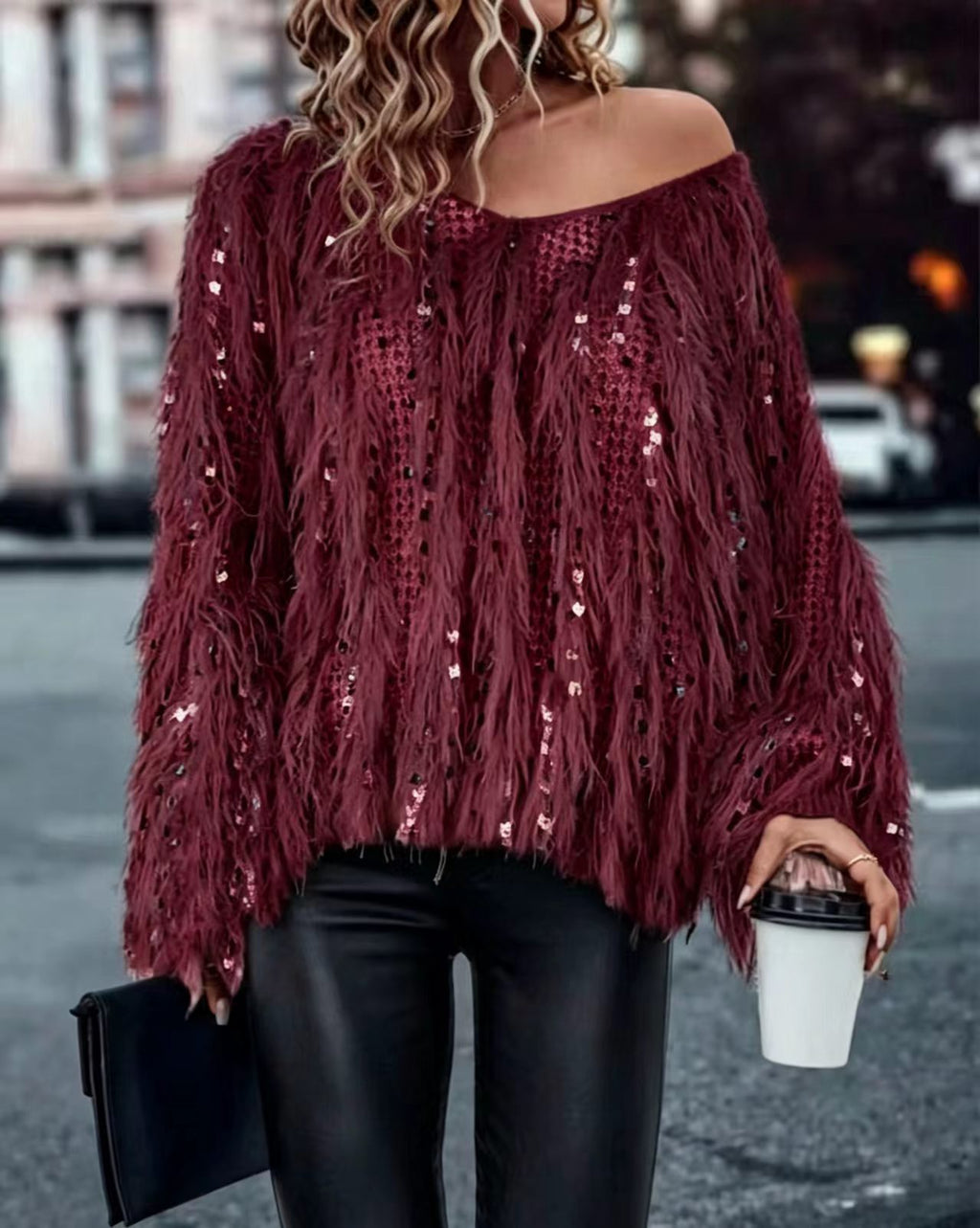 Handgemachter Quasten-Pullover aus Nerzfell