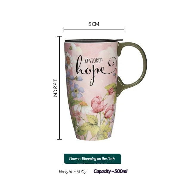 Keramiktasse mit Deckel – Pflanzen & Tiere | LuxeStyle