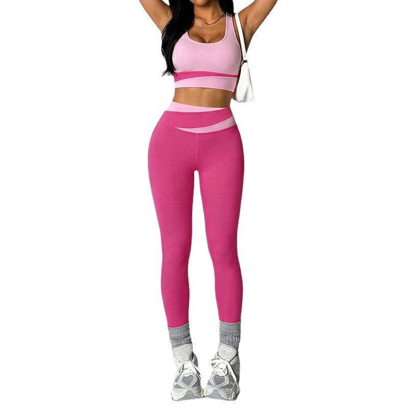 Color-Block Weste & High-Waist Yoga-Hose Set