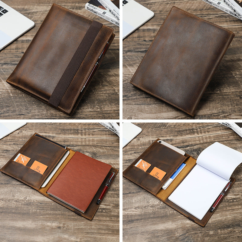 A5 Notizbuch-Schutzhülle aus Crazy Horse Leder – Bild 2 | LuxeStyle
