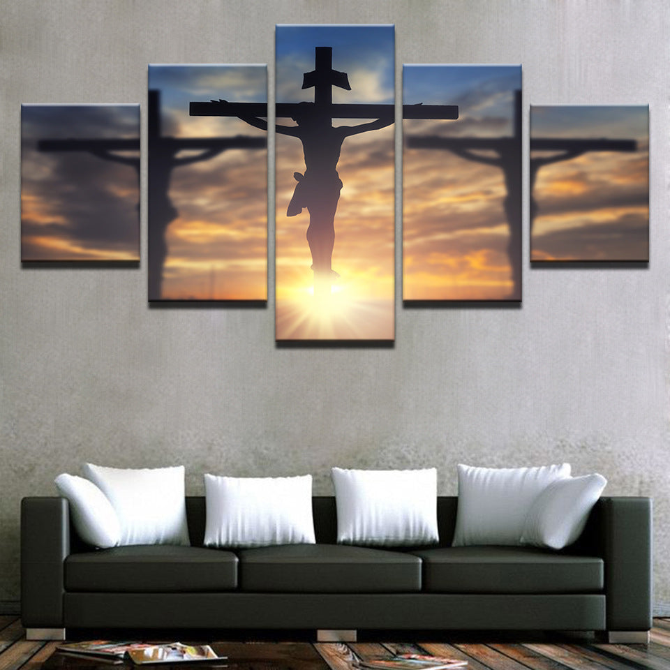 5-teiliges Leinwandbild: Abstrakter Jesus | LuxeStyle
