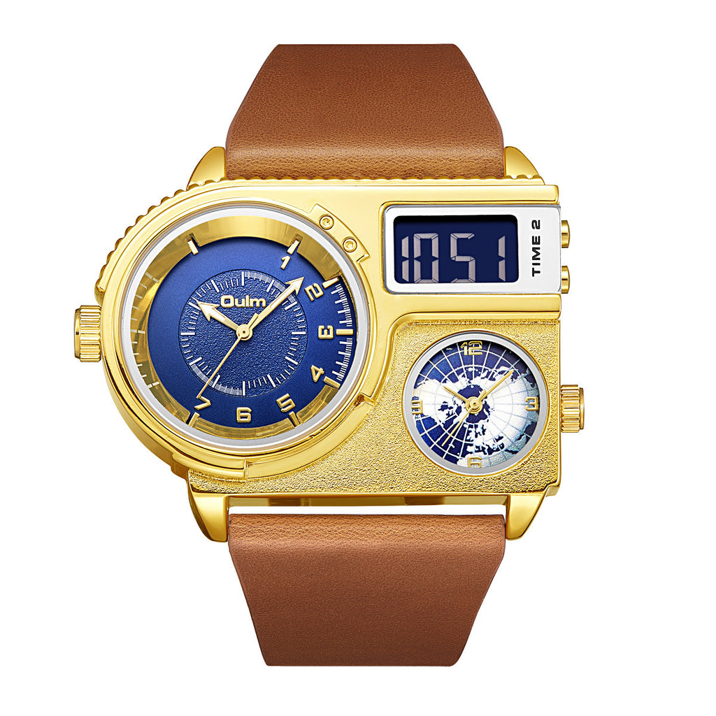 Grosse Quarzuhr mit Lederarmband für Herren – Bild 5 | LuxeStyle
