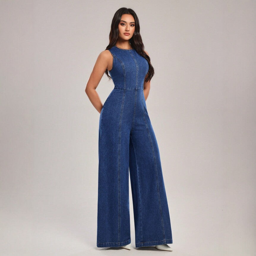 Denim Overall mit weitem Bein