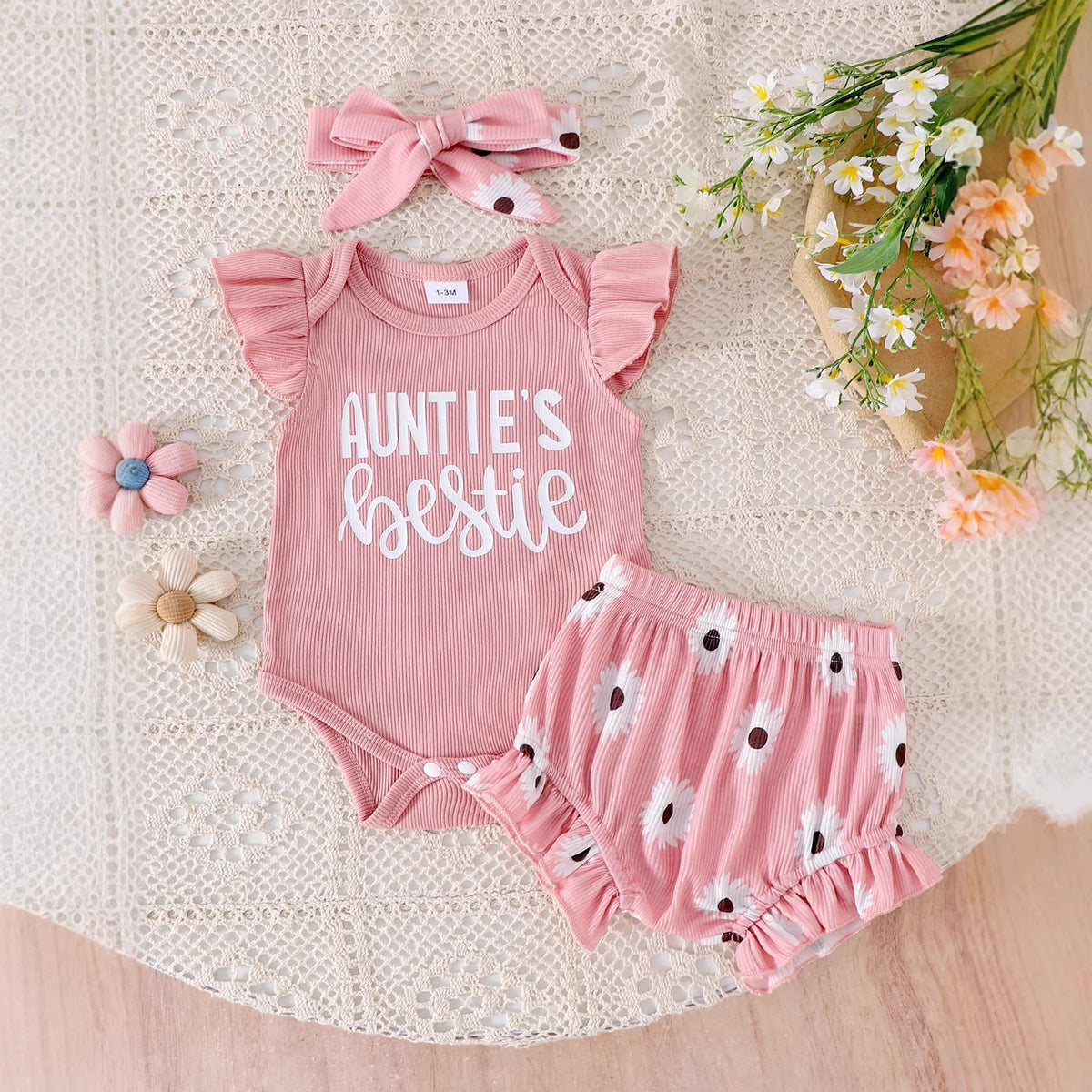 Geripptes Baumwoll-Set für Baby-Mädchen | LuxeStyle