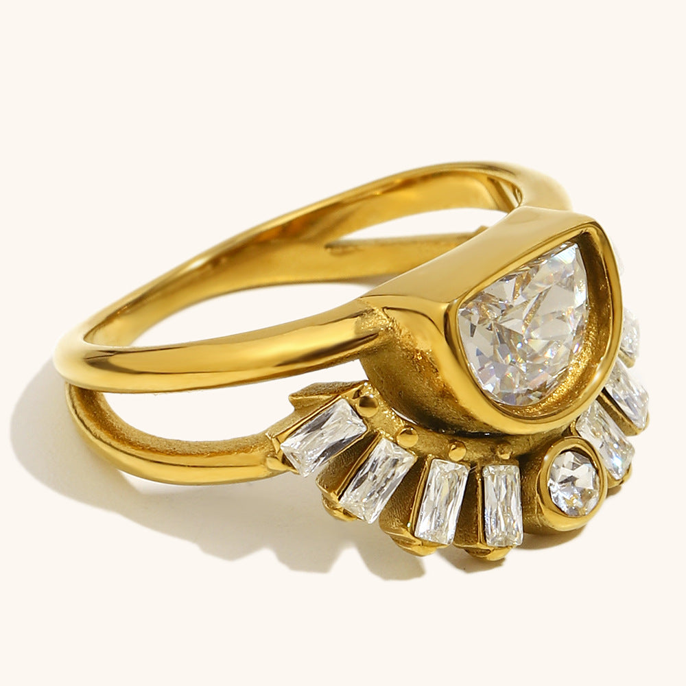 Retro-Doppelring «Sonne» aus Edelstahl | LuxeStyle