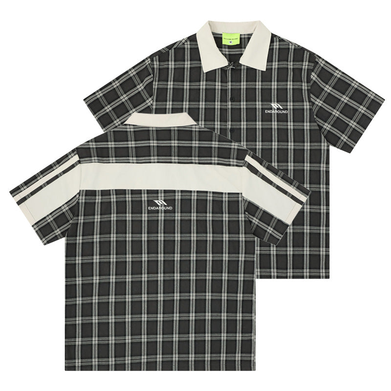 Patchwork-Hemd mit Kurzarm