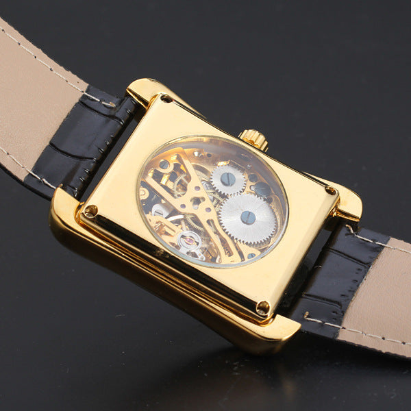 Goldmechanische Uhr mit Lederarmband – Bild 3 | LuxeStyle
