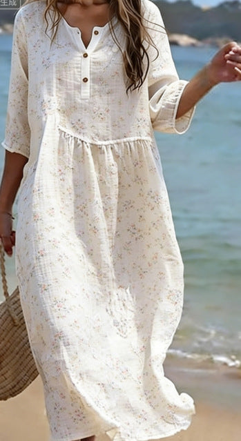 Lässiges Langarmkleid mit Rundhals und Print – Ansicht 5