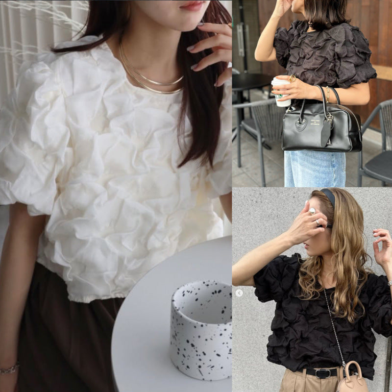 Elegante Bluse mit Puffärmeln und Raffung