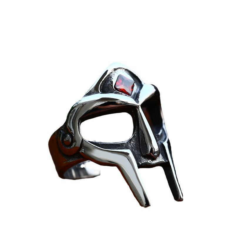 Retro Titanstahl Ring mit Edelsteinen Herren