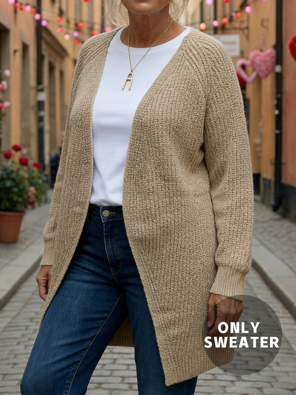 Strick-Cardigan mit Lochmuster