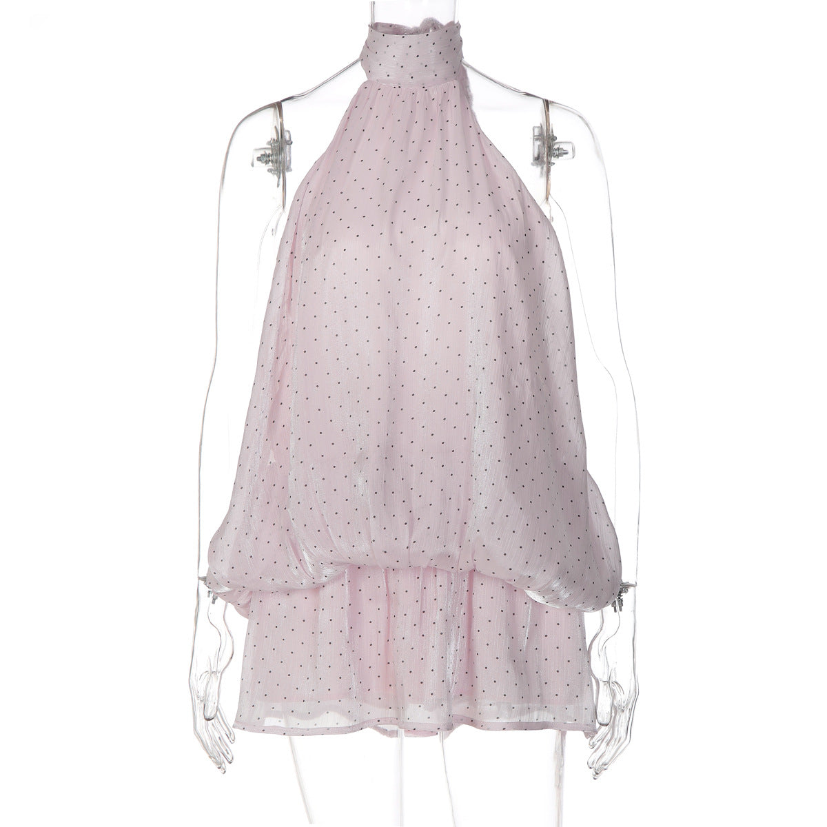 Gepunktetes rückenfreies Neckholder-Kleid – Bild 7 | LuxeStyle