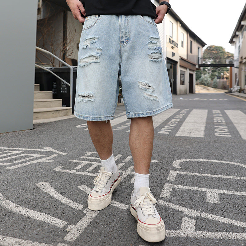 Ripped Denim Shorts