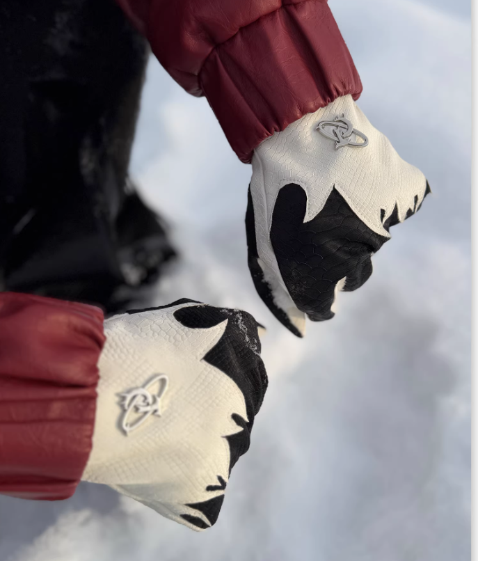 Winterhandschuhe aus Schafsleder mit Krokoprägung