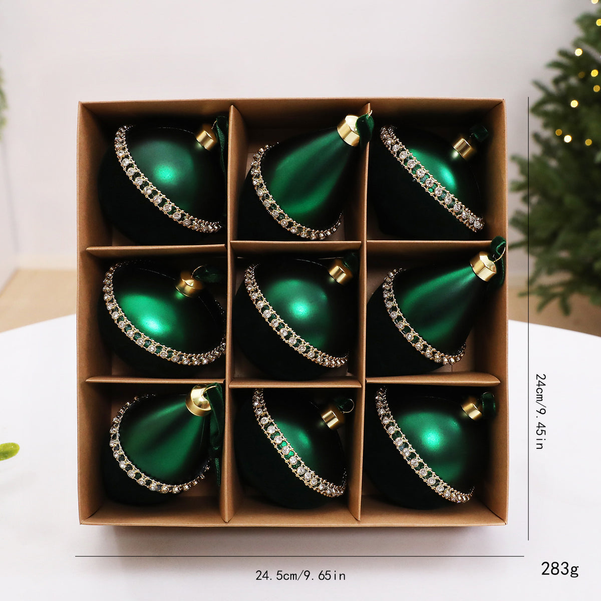 Weihnachtskugeln beflockt – 9 Stück – Bild 3 | LuxeStyle
