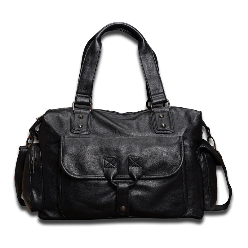 Männerhandtasche für Reisen – PU-Leder, schwarz/braun – Bild 2 | LuxeStyle