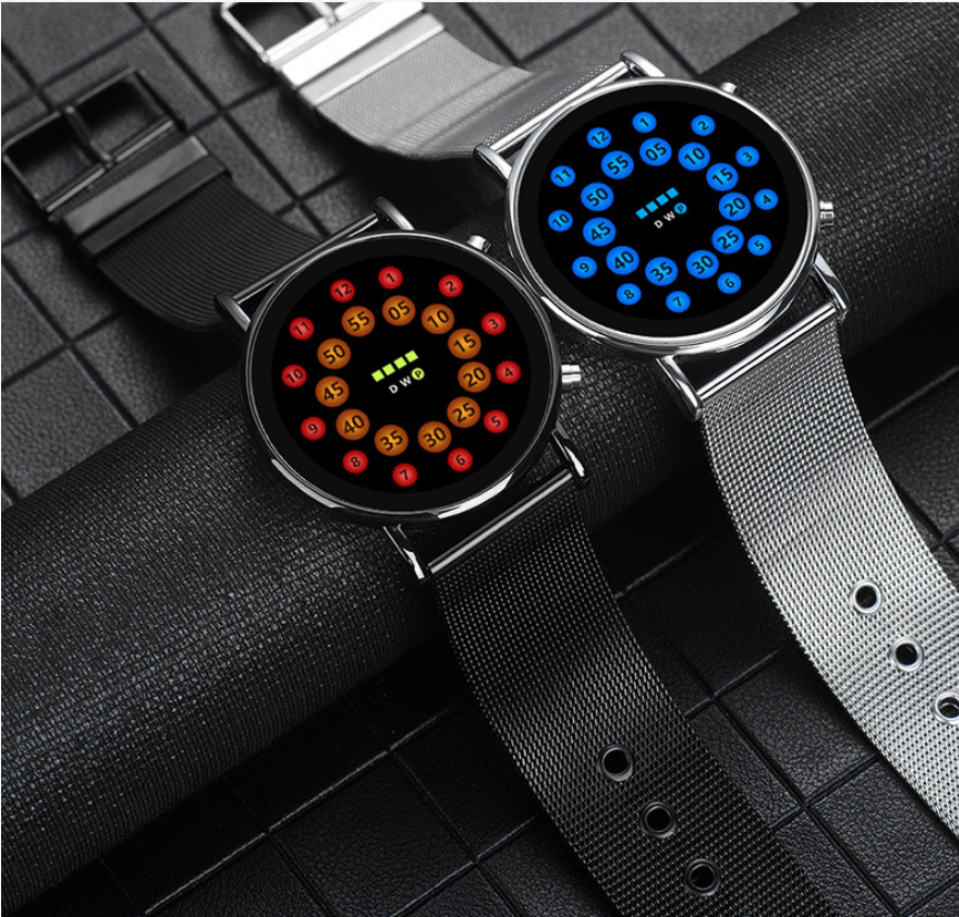 Leichte LED-Uhr mit Milanaise-Armband – Bild 5 | LuxeStyle